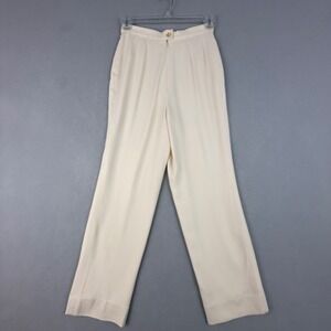 Carlisle Vintage Wide Leg Trousers Womens Size 6 High Waisted Career Pants Cream